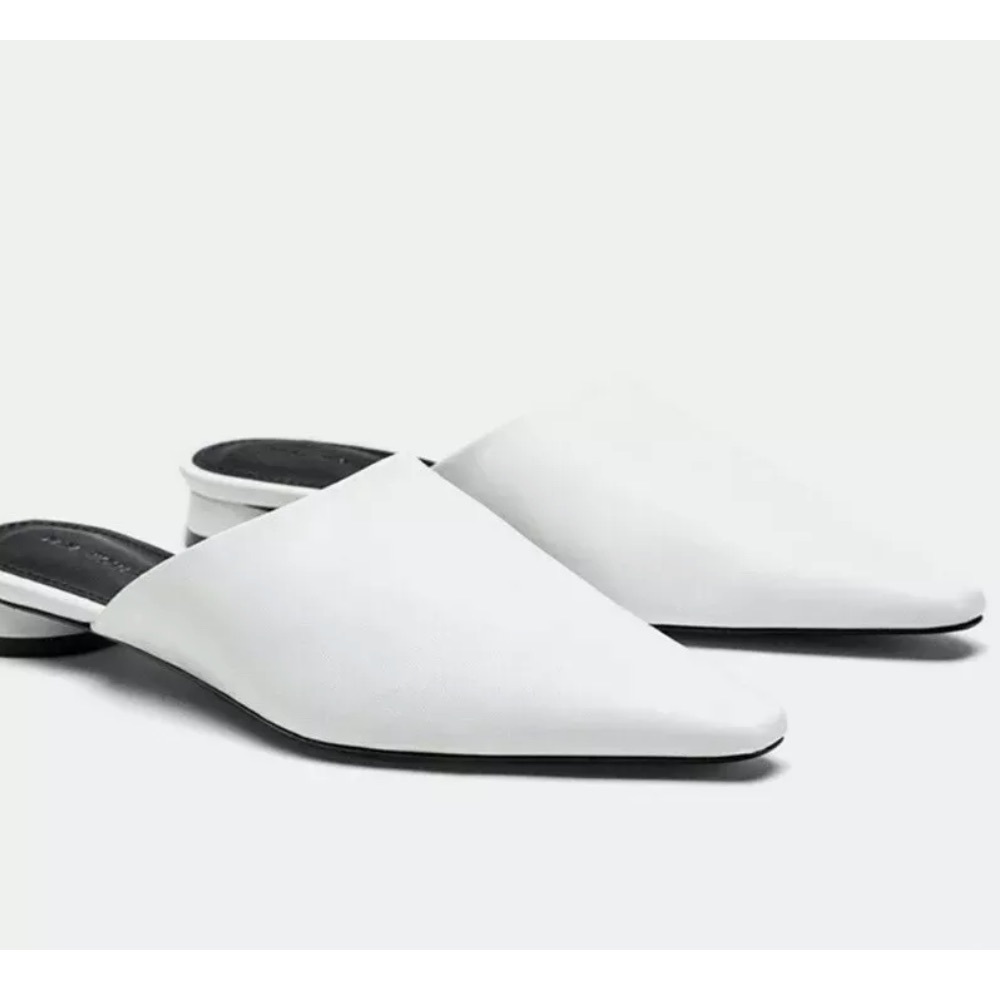 White leather mules zara size 36 US 6